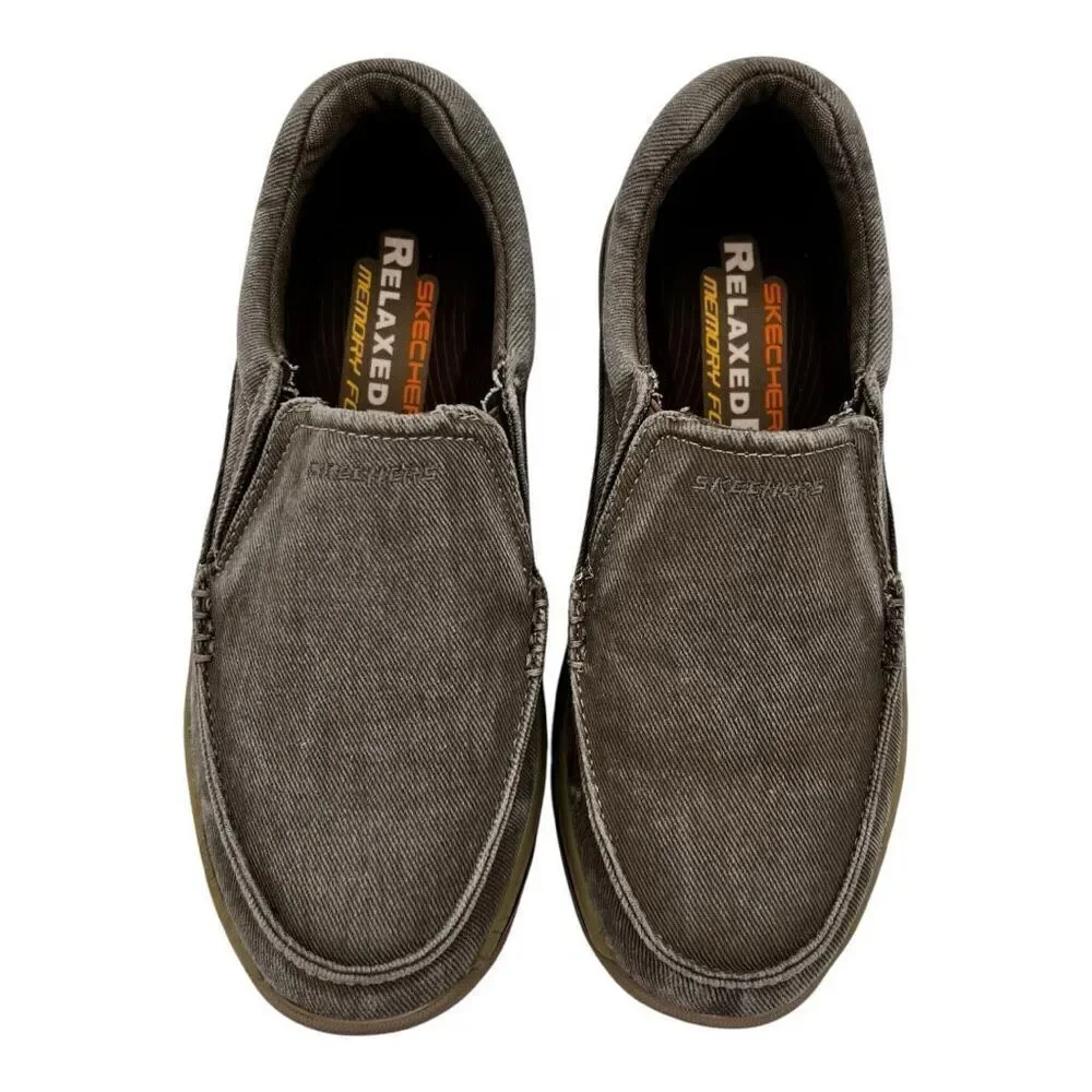 Skechers Men's 7.5 Slip-On Relaxed Fit Expected Avillo Casual Shoes Grey Beige